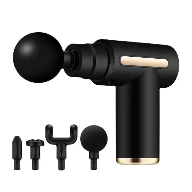 Black 4-Speed Mini Fascia Gun – Portable Deep Tissue Massager for Muscle Relaxation Recovery & Pain Relief Quiet