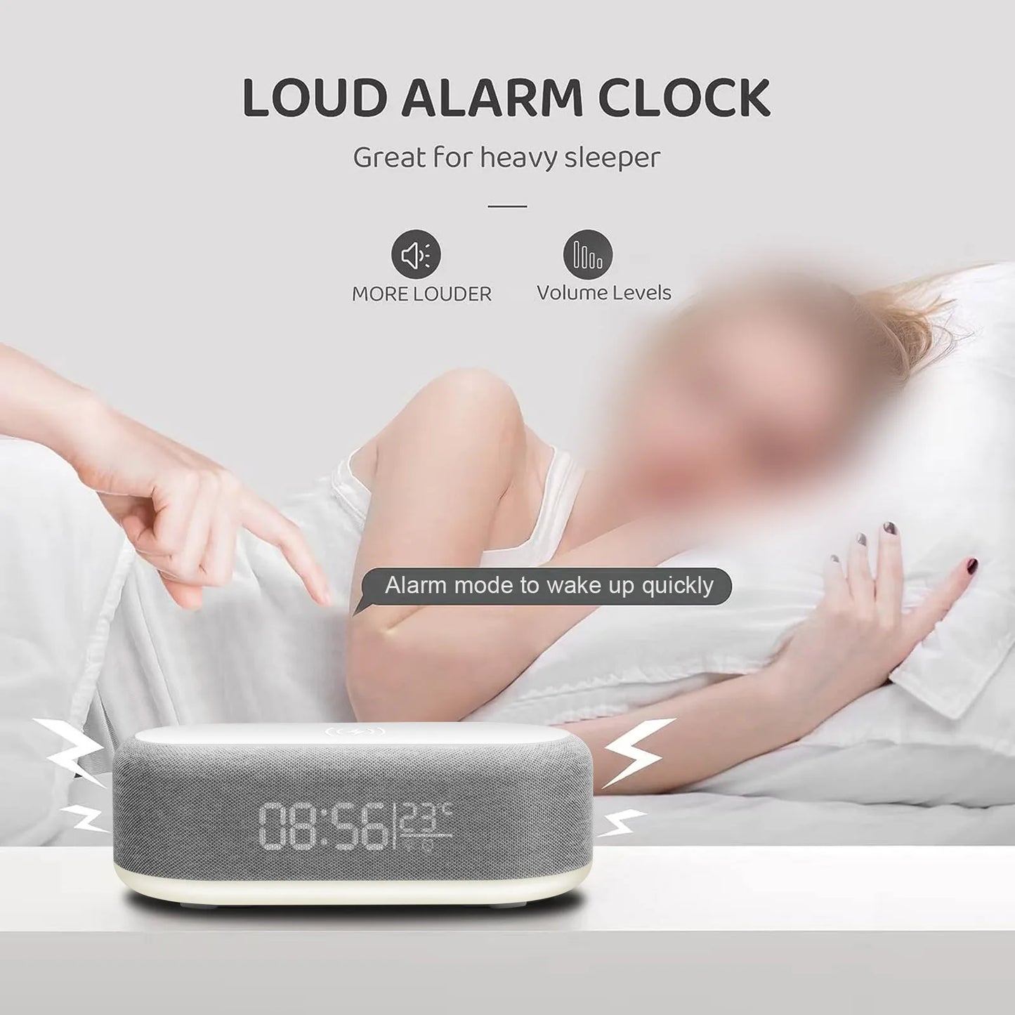 Fast Wireless Charger Alarm Clock Time LED Light Thermometer for Iphone 16 15 14 13 12 Charging Dock Station for Samsung S24 S23