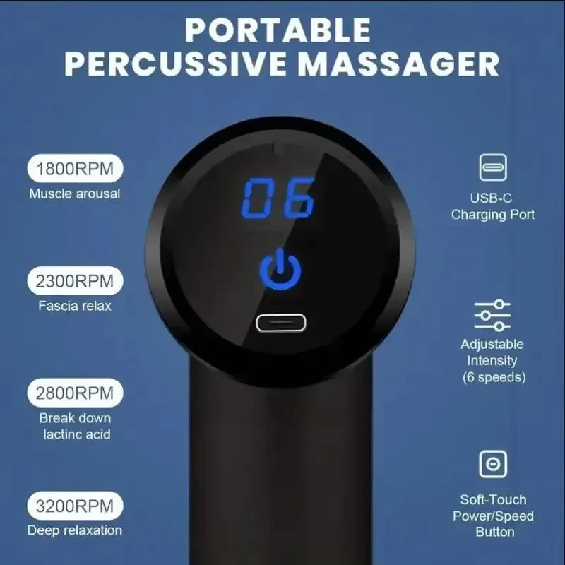 Black 4-Speed Mini Fascia Gun – Portable Deep Tissue Massager for Muscle Relaxation Recovery & Pain Relief Quiet